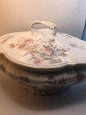 Antique Haviland Schleiger Floral Tureen Vegetable Bowl With Lid READ DESCRIPTIO